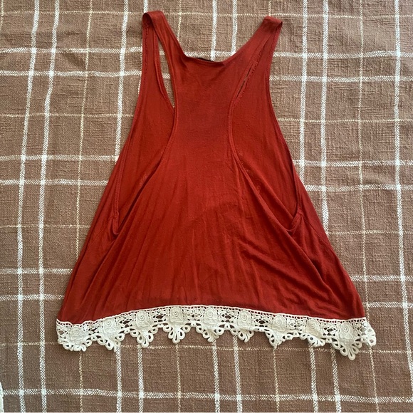 3 piece bundle! 2 Rust Color Raggs II Riches tops with lace Cream Mini Skirt XS! - Picture 11 of 14